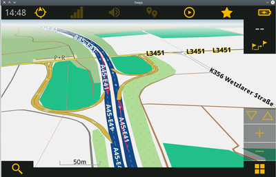 Zjazdy z dwóch stron, przytoczone punkty mają geolokację z pliku OSM
