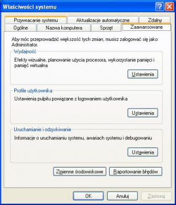 Prawym przyciskiem myszy na &quot;Mój komputer&quot; wybieramy &quot;Właściwości&quot;